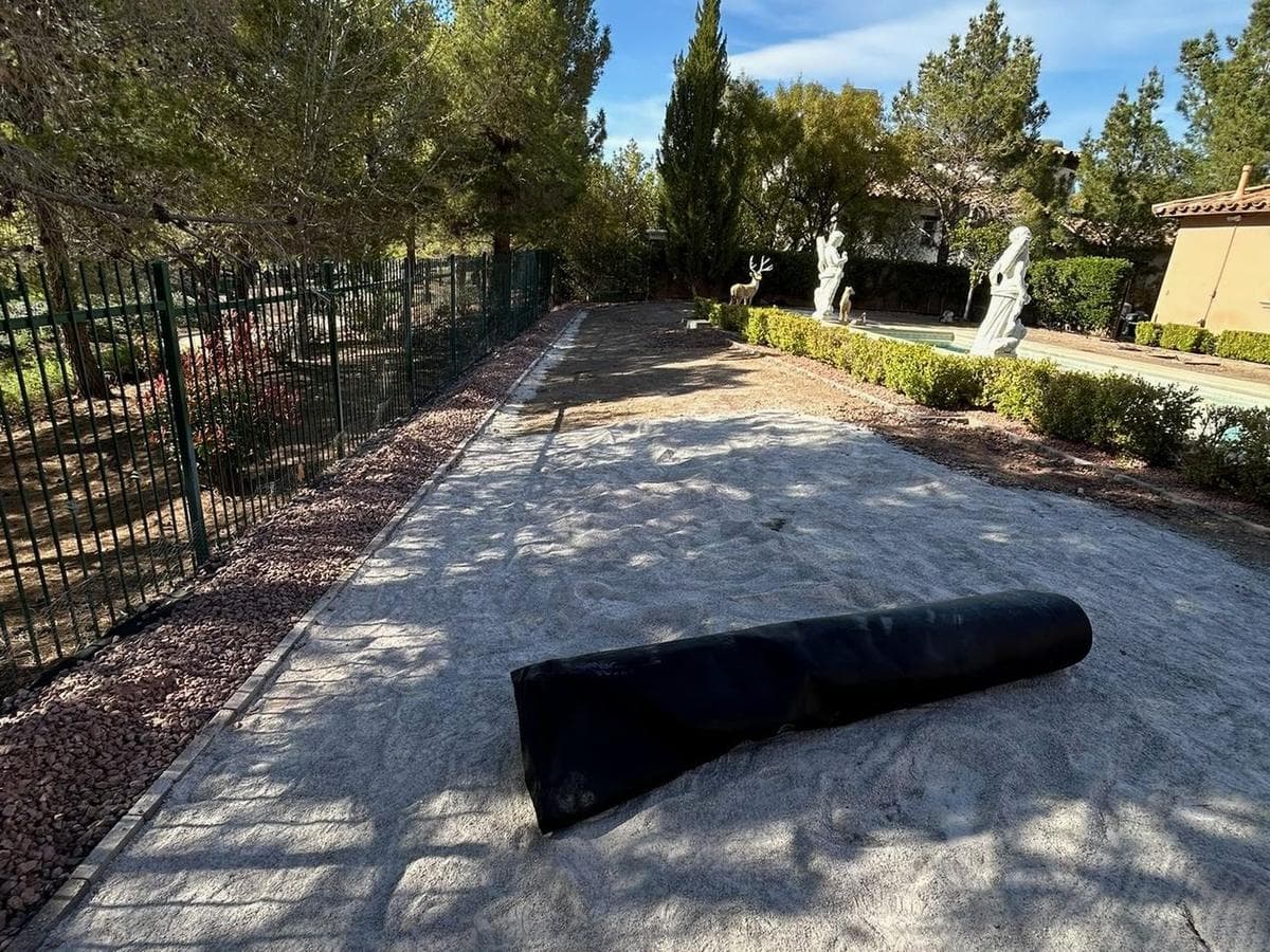 Estate Pool Lawn Replaced With Premium Turf — during construction 1