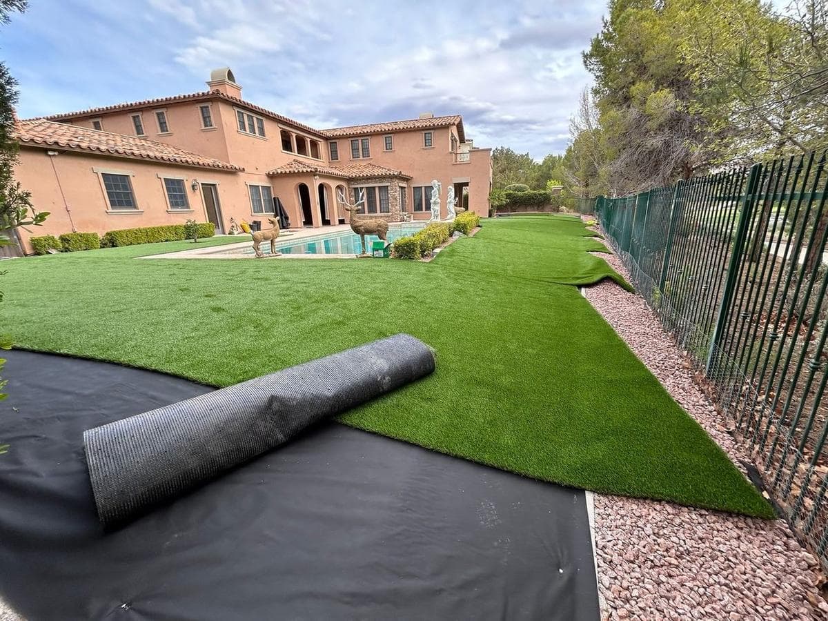 Estate Pool Lawn Replaced With Premium Turf — during construction 3