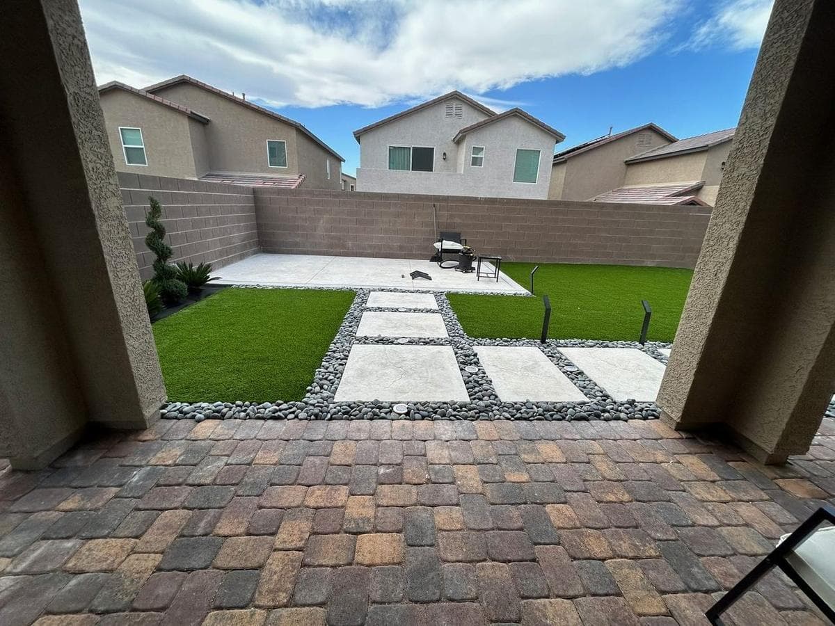 Backyard Rebuild: Paver Patio, Turf & Stone — after 2